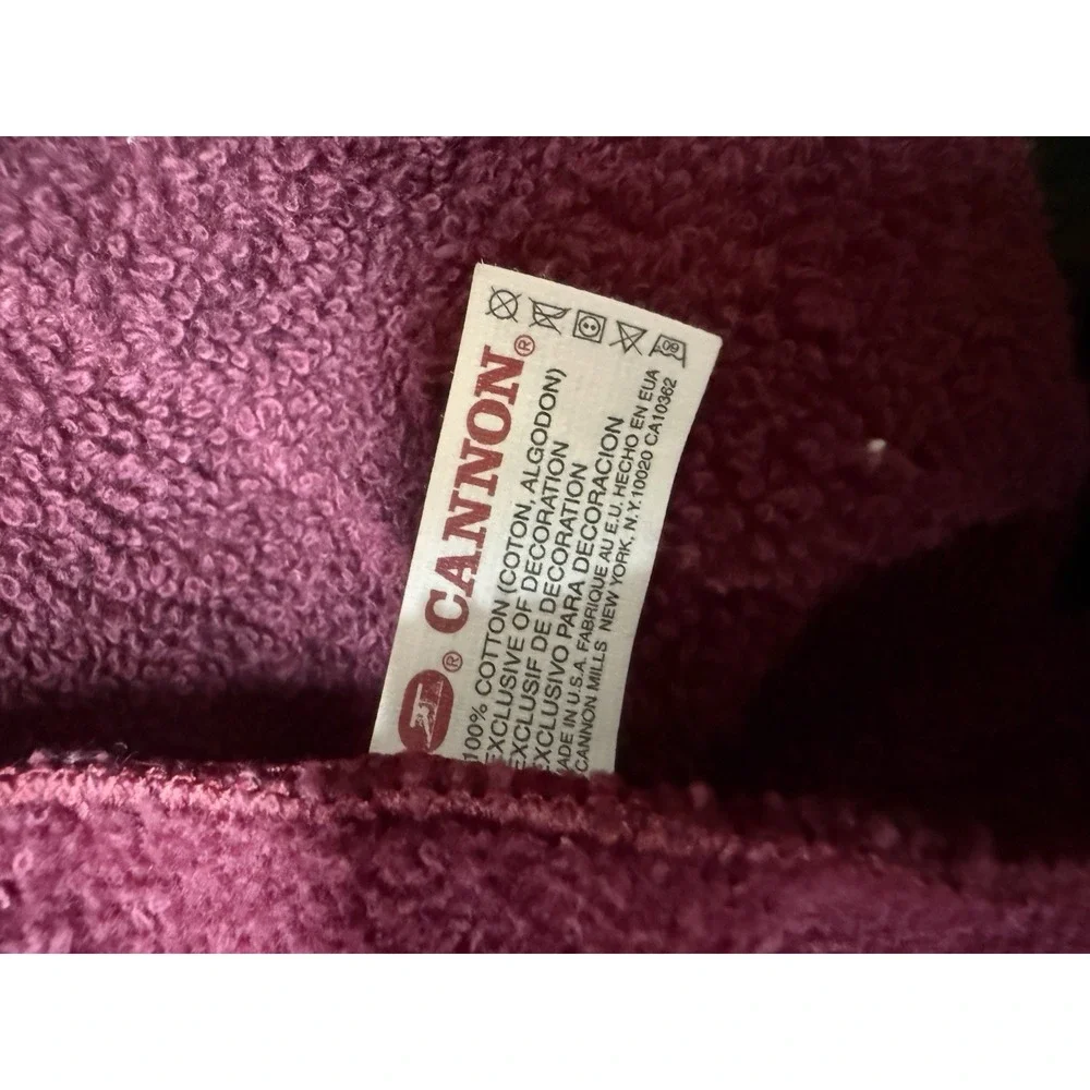 Vintage Cannon Towels Set Burgundy Pink Maroon Satin Lace Trim Bathroom‎ Linens